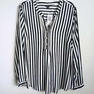 Torrid Black and White Stripes Top